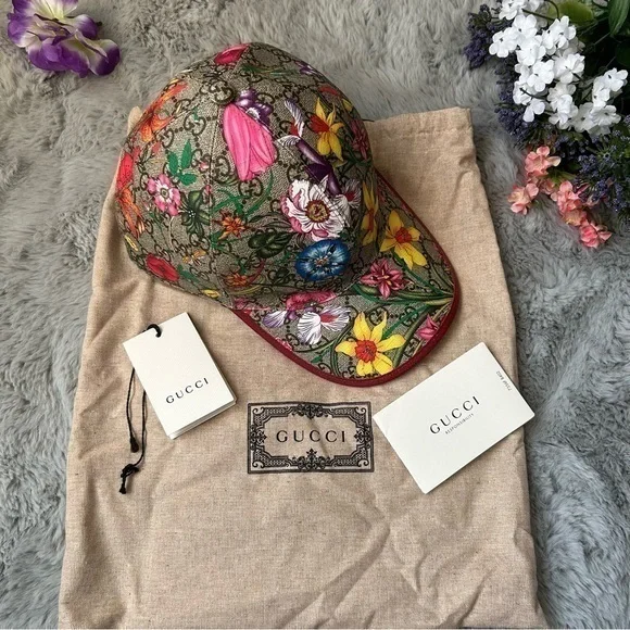 ✨ NWT Gucci Flora GG Supreme Monogram Coated Canvas Baseball Hat - Size M - Picture 13 of 16